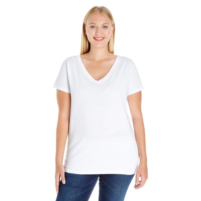 LAT Ladies' Curvy V-neck Premium Jersey T-shirt - Custom Pockets