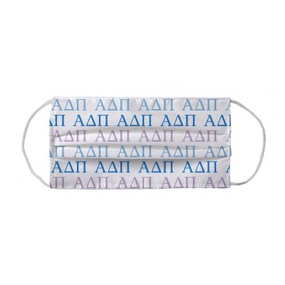 Alpha Delta Pi Sorority Face Mask Coverlet - Sorority Letters White Azure Woodland Violet Adelphean Blue
