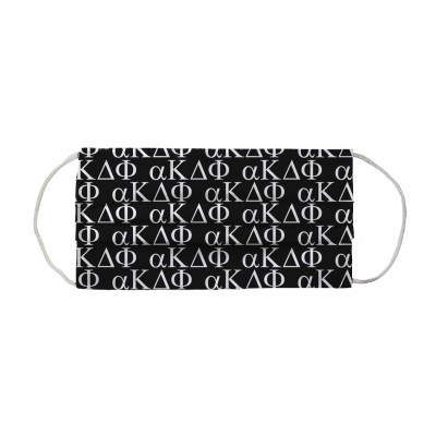 alpha Kappa Delta Phi Sorority Face Mask Coverlet - Sorority Letters Black White 