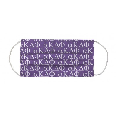 alpha Kappa Delta Phi Sorority Face Mask Coverlet - Sorority Letters Medium Purple White 