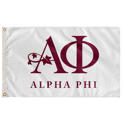 Alpha Phi Sorority Full Logo Flag - White & Bordeaux 