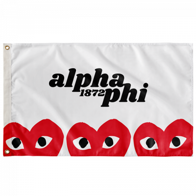 Alpha Phi Retro Heart Flag 