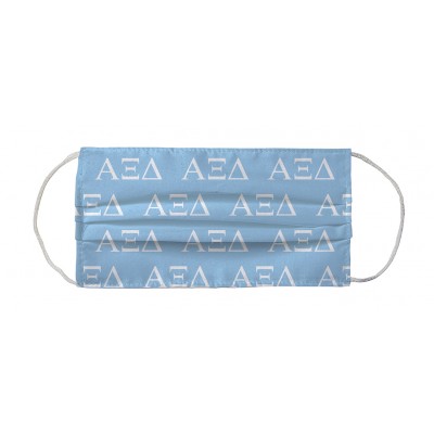 Alpha Xi Delta Greek Face Mask Coverlet - Letters Baby Blue White