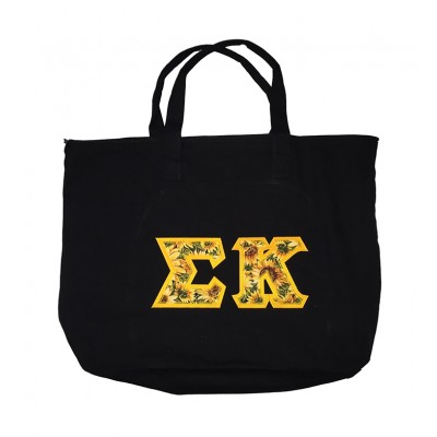 Sorority Jumbo Tote Bag With Sunflower Letters