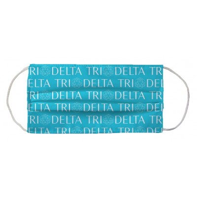 Delta Delta Delta Sorority Face Mask Coverlet - Linear Logo Bright Blue White