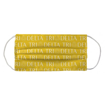 Delta Delta Delta Sorority Face Mask Coverlet - Linear Logo Gold White