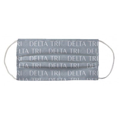 Delta Delta Delta Sorority Face Mask Coverlet - Linear Logo Silver White