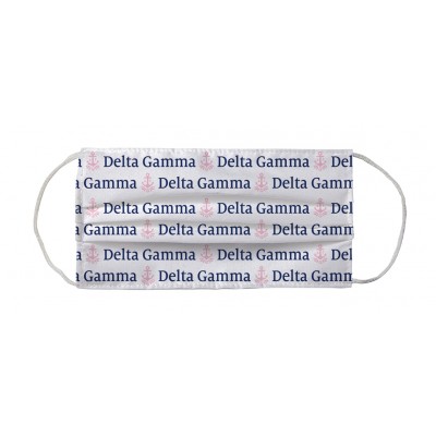 Delta Gamma Sorority Face Mask Coverlet - Name Logo White Navy Pink
