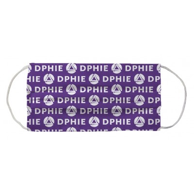 Delta Phi Epsilon Sorority Face Mask Coverlet - Abbreviated Logo Purple White 