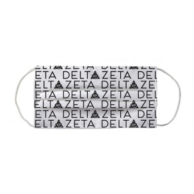 Delta Zeta Sorority Face Mask Coverlet - Wordmark White Black