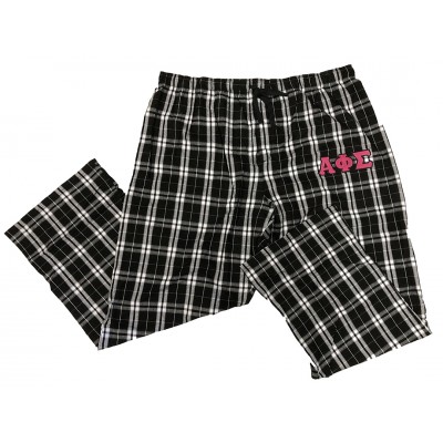 District Sorority Flannel Plaid Pants - Sewn On Letters