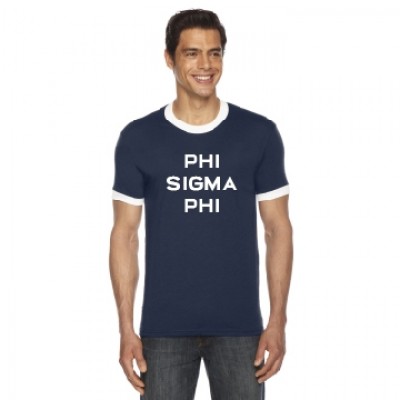 Phi Sigma Phi - Custom Printed Design - Distressed Print Ringer T-Shirt