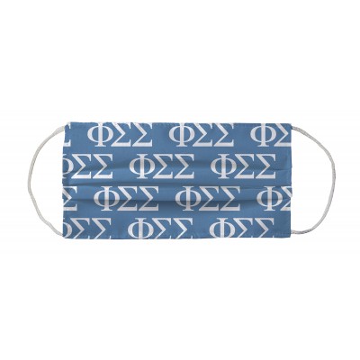 Phi Sigma Sigma Greek Face Mask Coverlet - Sorority Letters Blue White