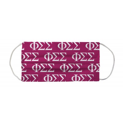 Phi Sigma Sigma Greek Face Mask Coverlet - Sorority Letters Dark Pink White