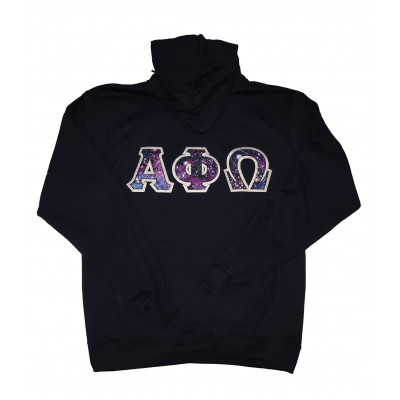 Fraternity Hoodie With Cosmic Purple And Metallic Silver Block Letters 