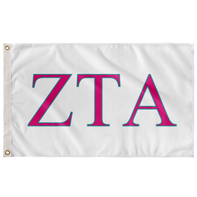 Zeta Tau Alpha Sorority Flag - White, Bright Pink & Teal