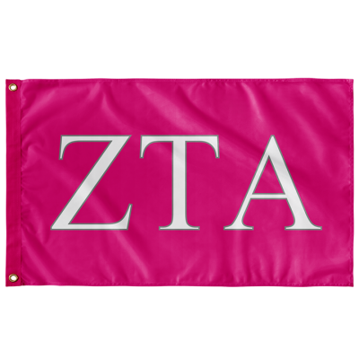 Zeta Tau Alpha Sorority Flag - Bright Pink, White & Silver 