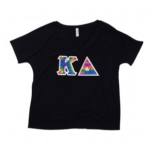 Kappa Delta Bella Canvas Slouchy V-Neck With Tie-Dye Letters