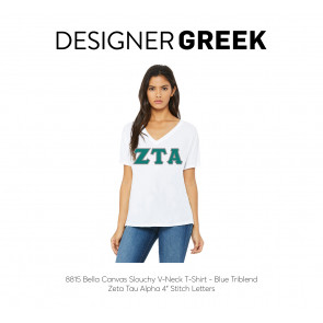 Zeta Tau Alpha Stitch Shirts - White - Teal - Silver - 8815