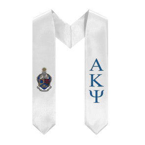 Alpha Kappa Psi Graduation Stole With Crest - White