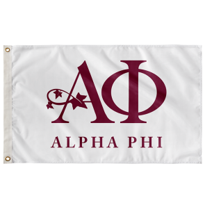 Alpha Phi Sorority Full Logo Flag - White & Bordeaux 