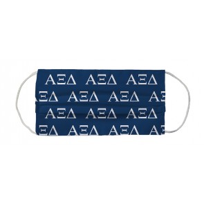 Alpha Xi Delta Greek Face Mask Coverlet - Letters Blue White