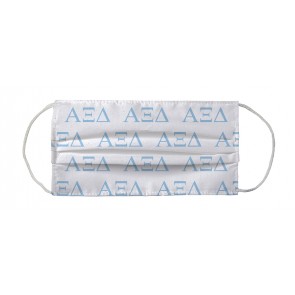 Alpha Xi Delta Greek Face Mask Coverlet - Letters White Baby Blue