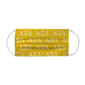 Alpha Xi Delta Greek Face Mask Coverlet - Letters Yellow White