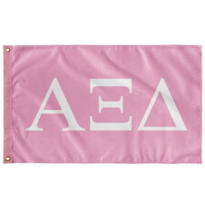 Alpha Xi Delta Sorority Letters Flag - Pink Rose White