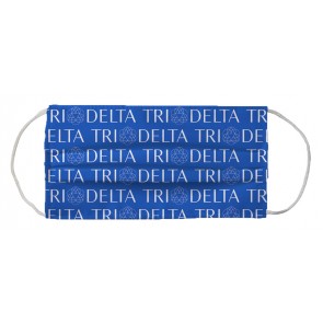 Delta Delta Delta Sorority Face Mask Coverlet - Linear Logo Cerulean Blue White