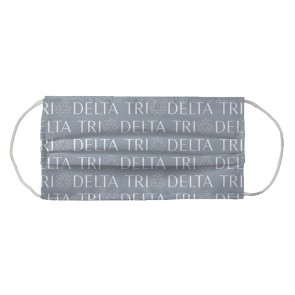 Delta Delta Delta Sorority Face Mask Coverlet - Linear Logo Silver White