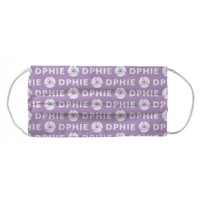 Delta Phi Epsilon Sorority Face Mask Coverlet - Abbreviated Logo Purple 2 White 