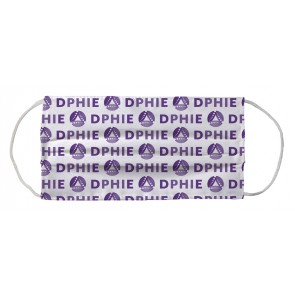 Delta Phi Epsilon Sorority Face Mask Coverlet - Abbreviated Logo White Purple Multi
