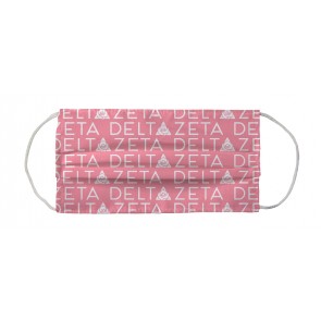 Delta Zeta Sorority Face Mask Coverlet - Wordmark Pink White