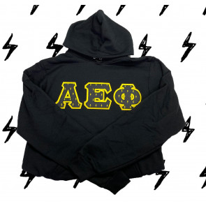 Greek Hoodie With Lightning Bolt Stitch Letters 