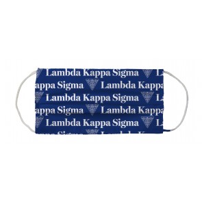 Lambda Kappa Sigma Sorority Face Mask Coverlet - Horizontal Logo Dark Blue White