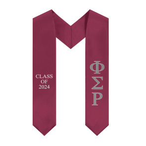 Phi Sigma Rho Class of 2024 Sorority Stole - Wine Red, Silver & White