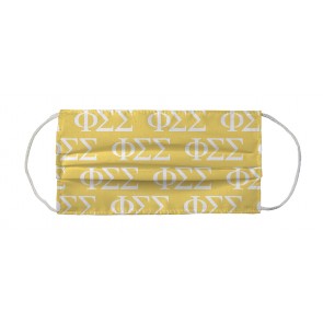 Phi Sigma Sigma Greek Face Mask Coverlet - Sorority Letters Yellow White