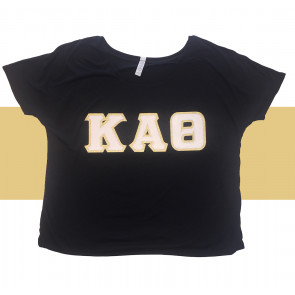Kappa Alpha Theta Bella Canvas Slouchy T-Shirt With White And Metallic Gold Letters