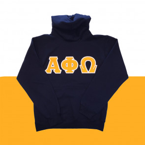 Alpha Phi Omega Hoodie With Light Gold Stitch Letters 