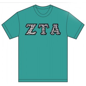 Zeta Tau Alpha Gray Cheetah Sorority Letter Shirts - G200