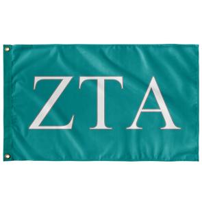 Zeta Tau Alpha Sorority Flag - Teal, White & Silver 