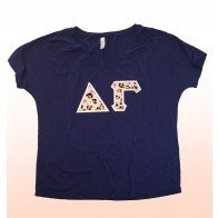 Delta Gamma Bella Canvas Slouchy V-neck Shirt With Blushing Leopard Letters