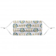 Alpha Sigma Tau Greek Face Mask Coverlet - Anchor Mark Greek Letters White Victory Gold