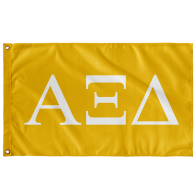 Alpha Xi Delta Sorority Letters Flag - Quill Gold White
