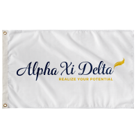 Alpha Xi Delta Sorority Full Logo Flag - White