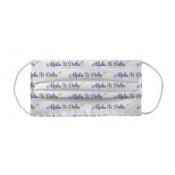 Alpha Xi Delta Greek Face Mask Coverlet - Name White Blue Yellow