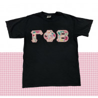 Gamma Phi Beta Comfort Colors Greek Letter Shirt With Pretty In Pink Stitch Letters