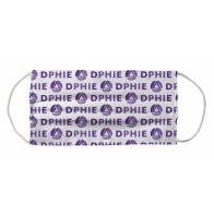 Delta Phi Epsilon Sorority Face Mask Coverlet - Abbreviated Logo White Purple Multi