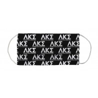 Lambda Kappa Sigma Sorority Face Mask Coverlet - Greek Letters Tagline Black White